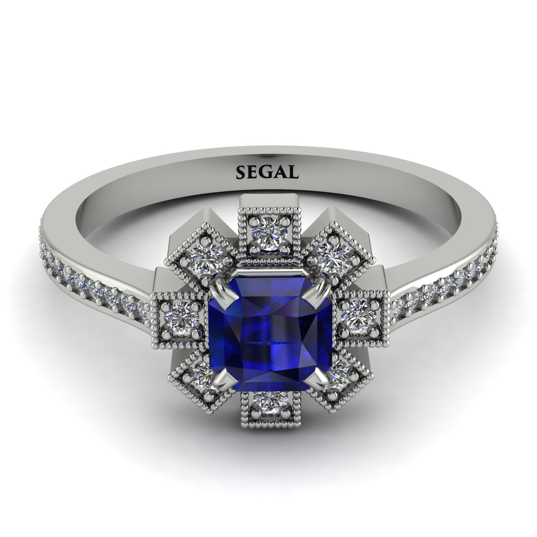 Geometrical Radiant Sapphire Engagement Ring - Jennifer No. 15