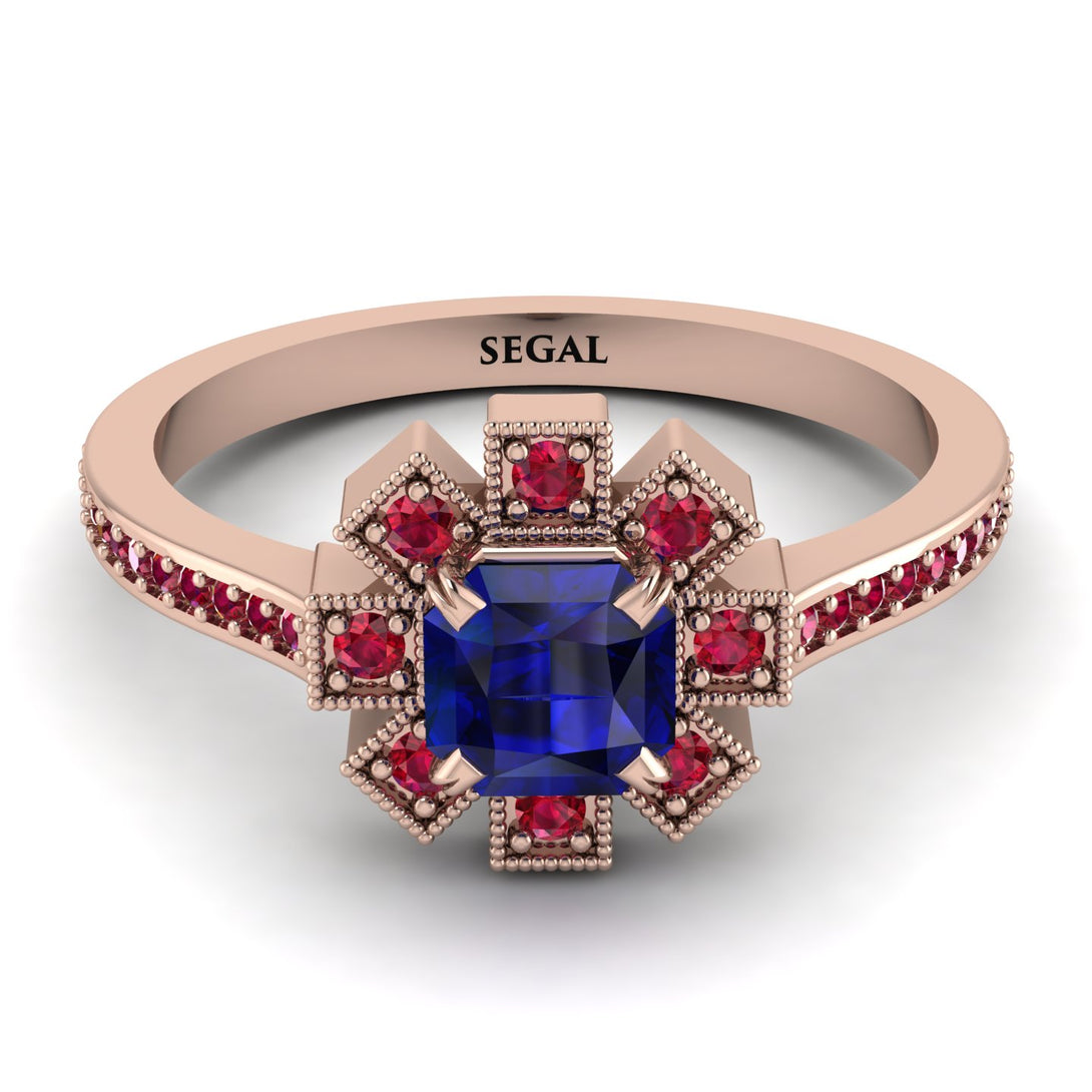 Geometrical Radiant Sapphire Engagement Ring - Jennifer No. 59