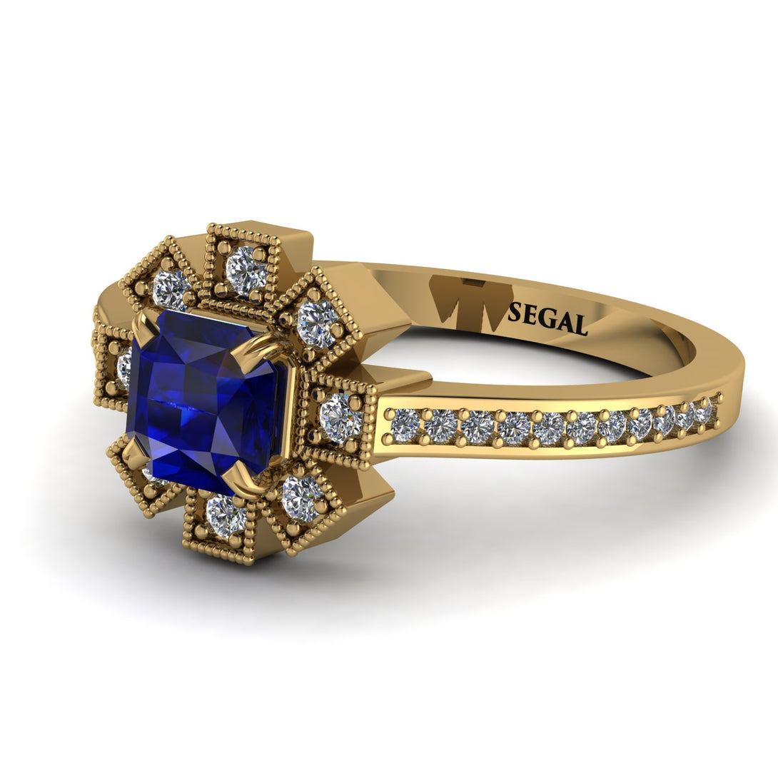 Geometrical Radiant Sapphire Engagement Ring - Jennifer No. 13