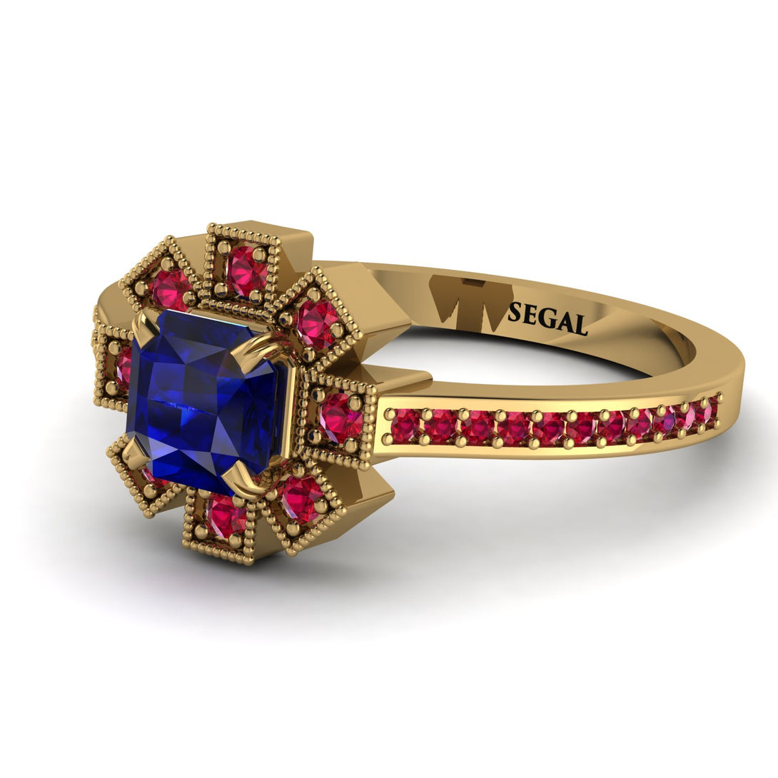 Geometrical Radiant Sapphire Engagement Ring - Jennifer No. 58