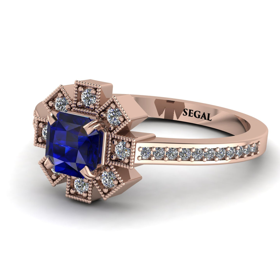 Geometrical Radiant Sapphire Engagement Ring - Jennifer No. 14