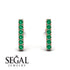 Geometrical Gold Bar Emerald Earrings - Bonnie No. 5