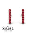 Geometrical Gold Bar Ruby Earrings - Bonnie No. 11