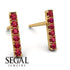 Geometrical Gold Bar Ruby Earrings - Bonnie No. 10