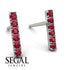 Geometrical Gold Bar Ruby Earrings - Bonnie No. 12