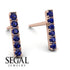 Geometrical Gold Bar Sapphire Earrings - Bonnie No. 14
