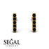 Geometrical Gold Bar Black Diamond Earrings - Bonnie No. 7