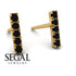 Geometrical Gold Bar Black Diamond Earrings - Bonnie No. 7