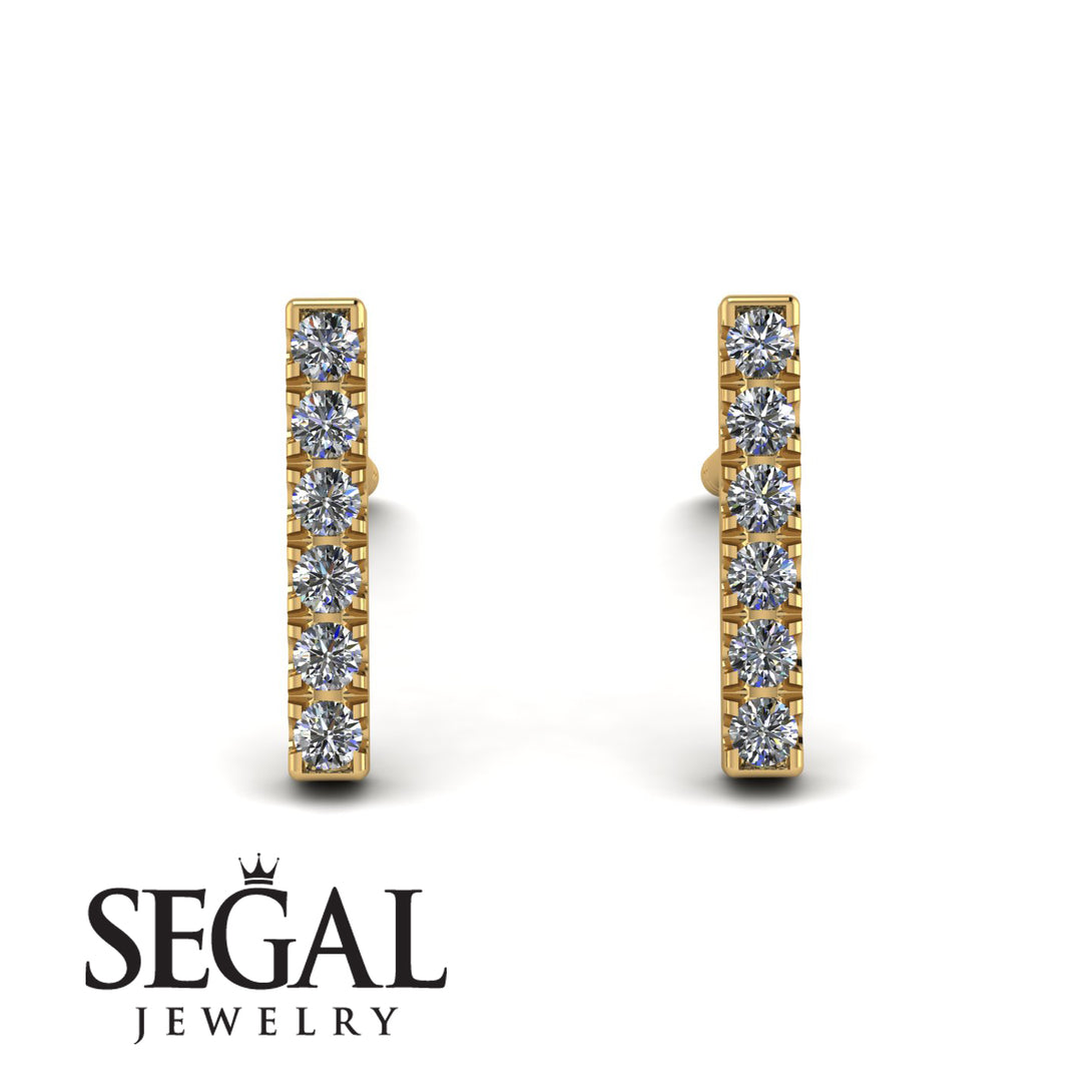 Geometrical Gold Bar Diamond Earrings - Bonnie No. 1