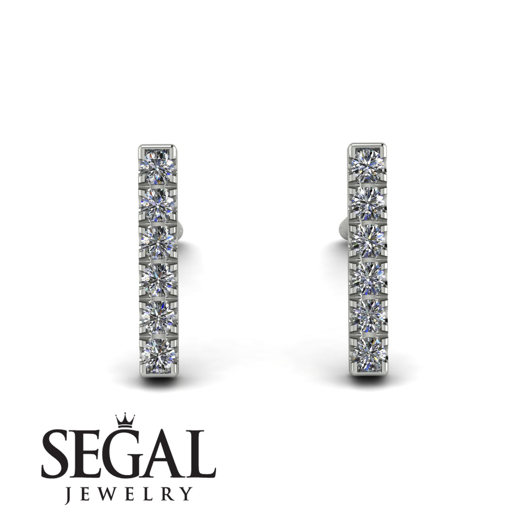 Geometrical Gold Bar Diamond Earrings - Bonnie No. 3