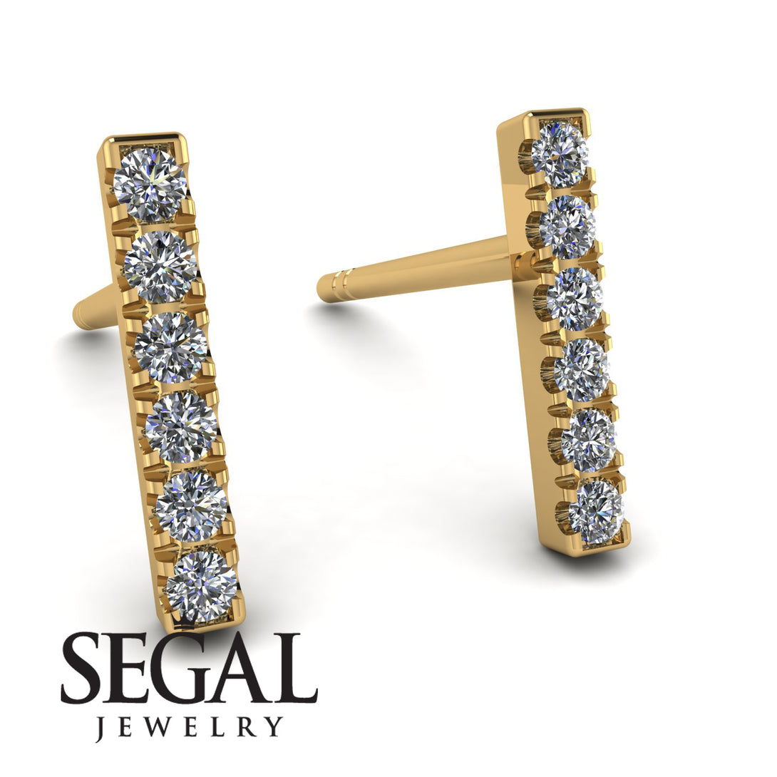 Geometrical Gold Bar Diamond Earrings - Bonnie No. 1