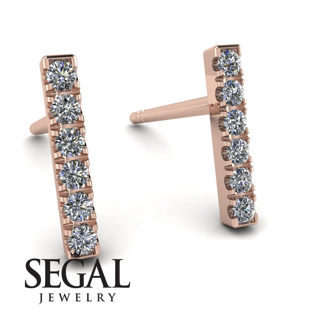Geometrical Gold Bar Diamond Earrings - Bonnie No. 2