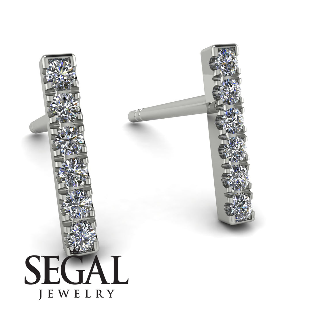 Geometrical Gold Bar Diamond Earrings - Bonnie No. 3