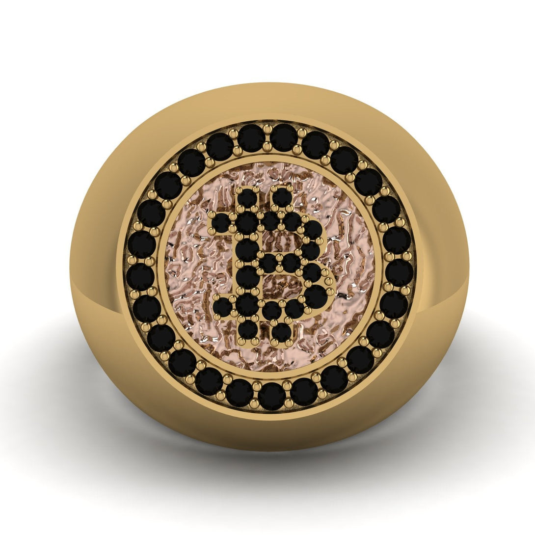 Glamorous Black Diamond Bitcoin Ring - Dominic No. 22