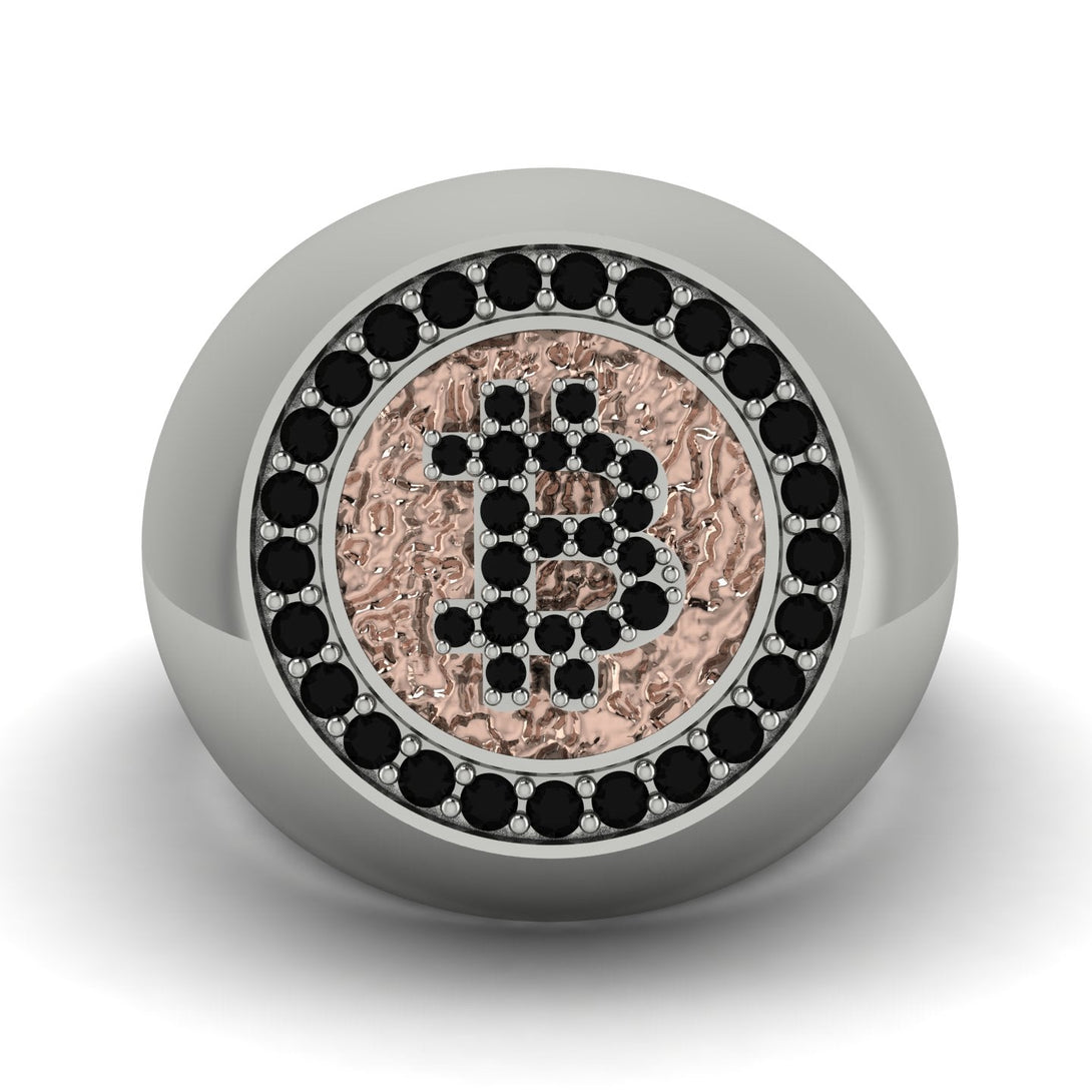 Glamorous Black Diamond Bitcoin Ring - Dominic No. 24