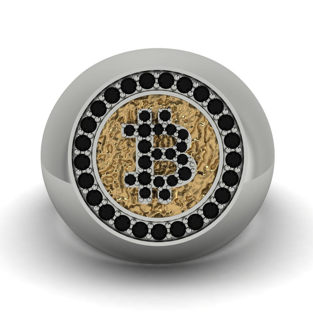 Glamorous Black Diamond Bitcoin Ring - Dominic No. 21