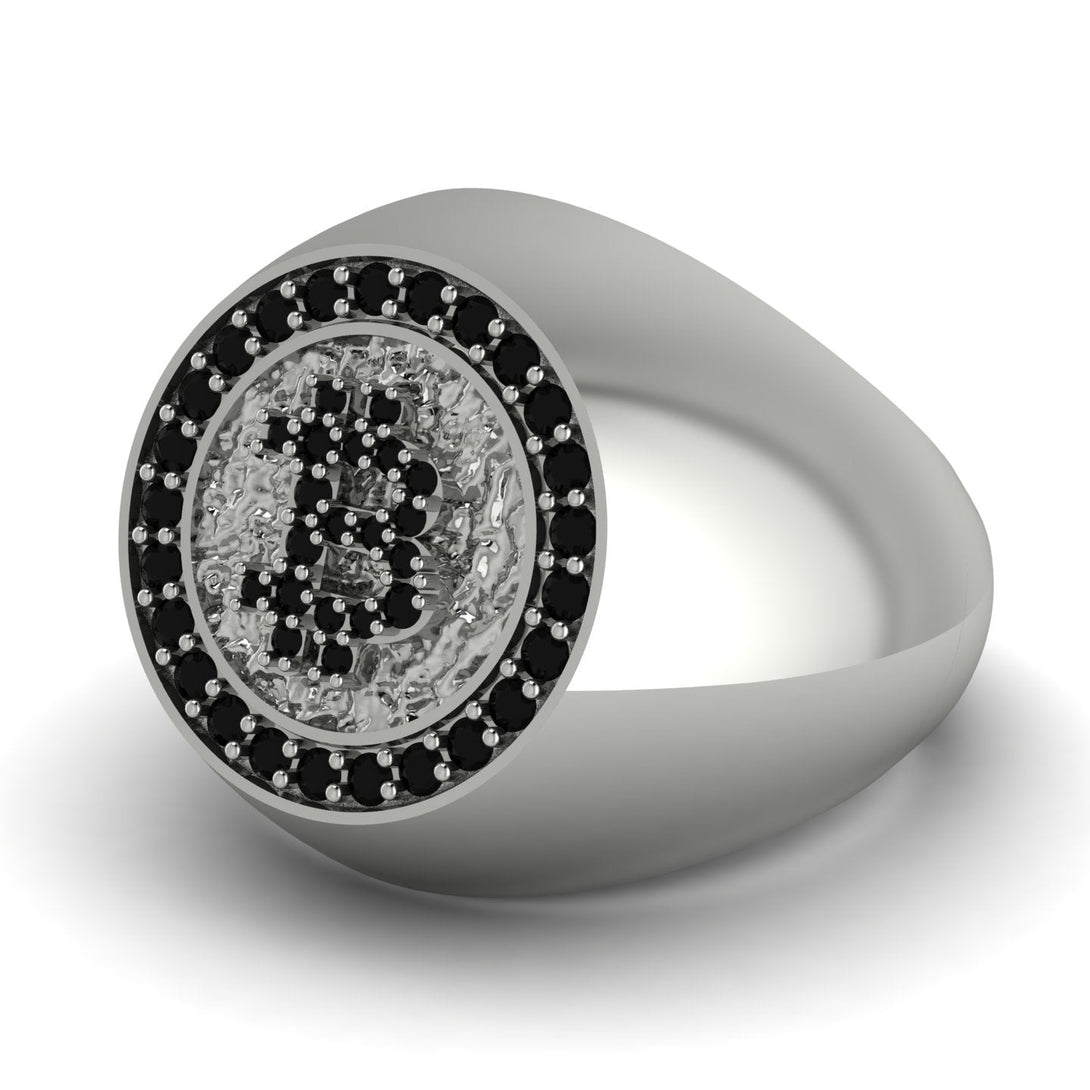 Glamorous Black Diamond Bitcoin Ring - Dominic No. 27
