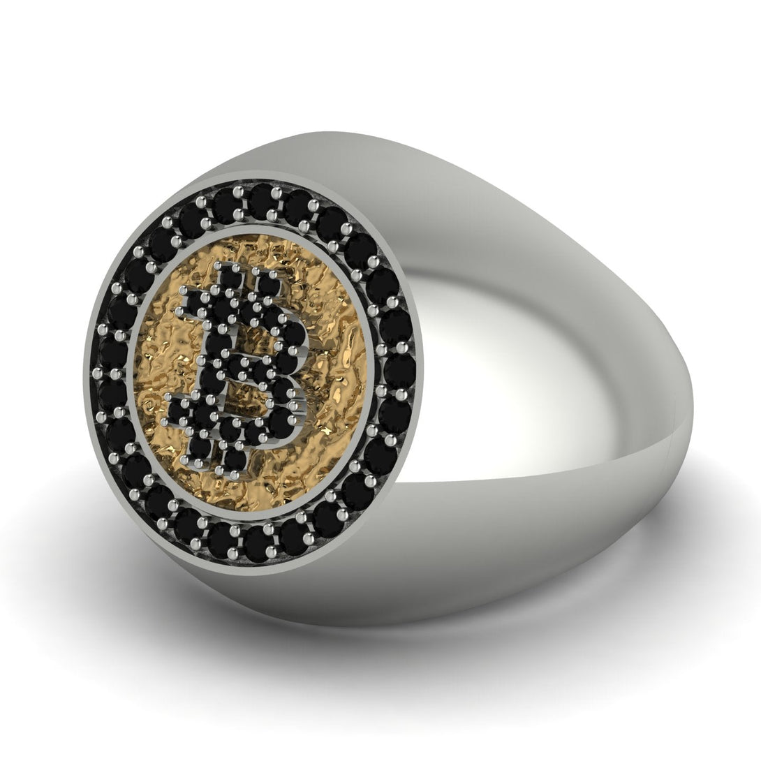Glamorous Black Diamond Bitcoin Ring - Dominic No. 21