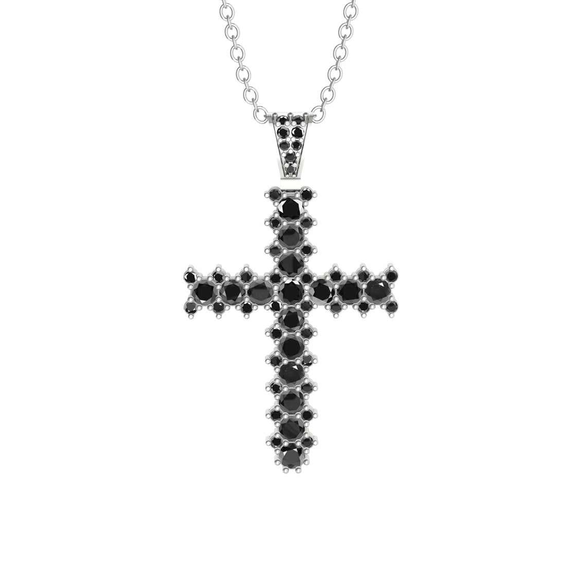 Glamorous Black Diamond Cross Pendant - Raymond No. 9