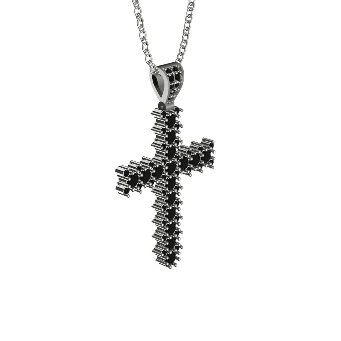 Glamorous Black Diamond Cross Pendant - Raymond No. 9