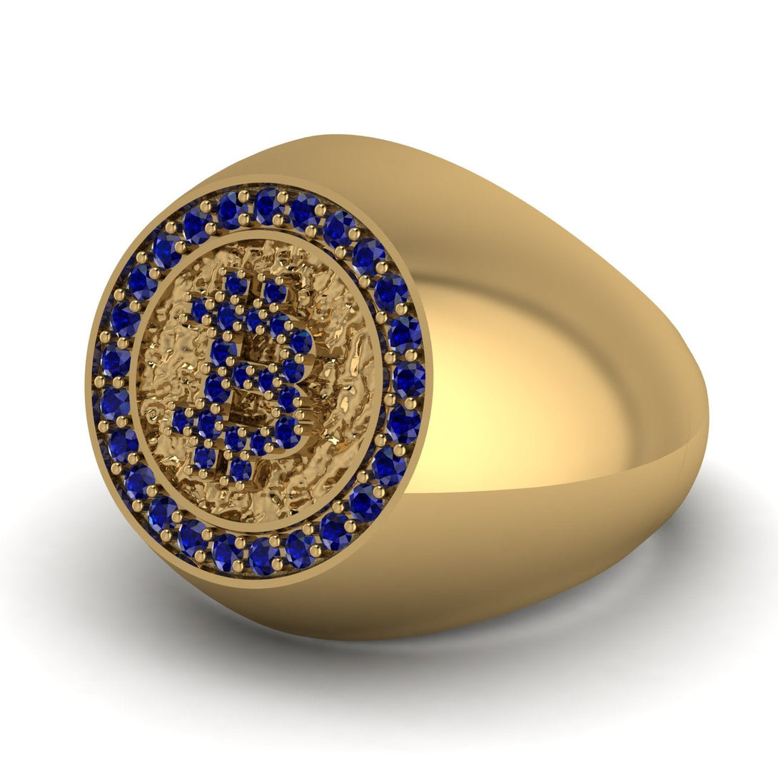 Glamorous Sapphire Bitcoin Ring - Dominic No. 37