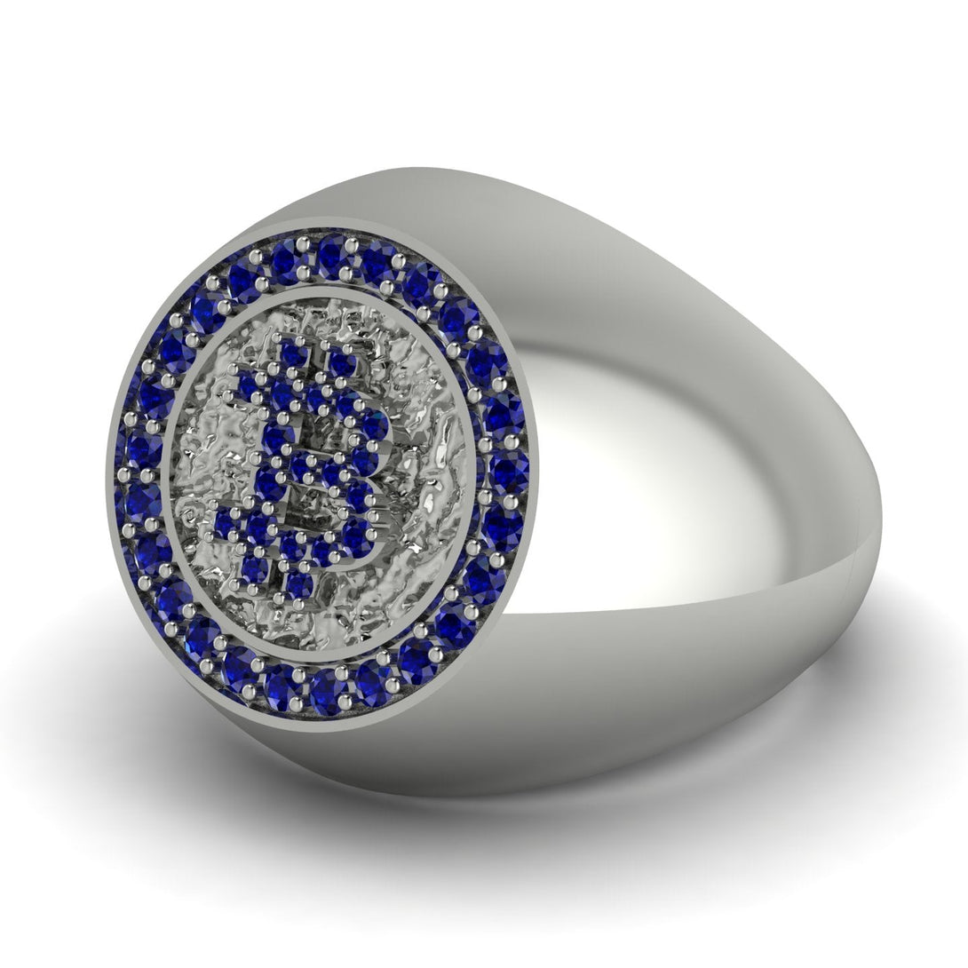 Glamorous Sapphire Bitcoin Ring - Dominic No. 45