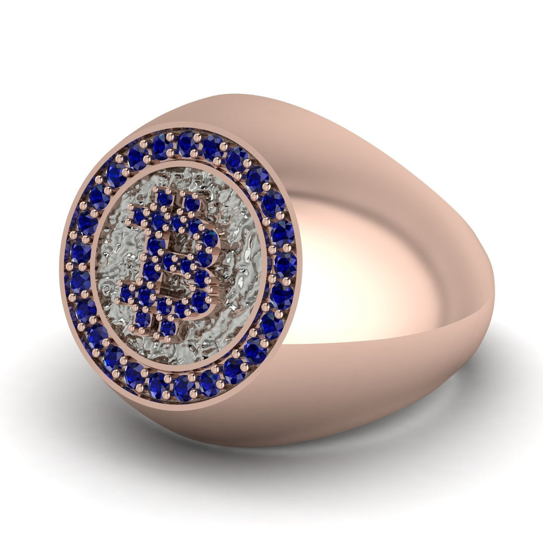 Glamorous Sapphire Bitcoin Ring - Dominic No. 44