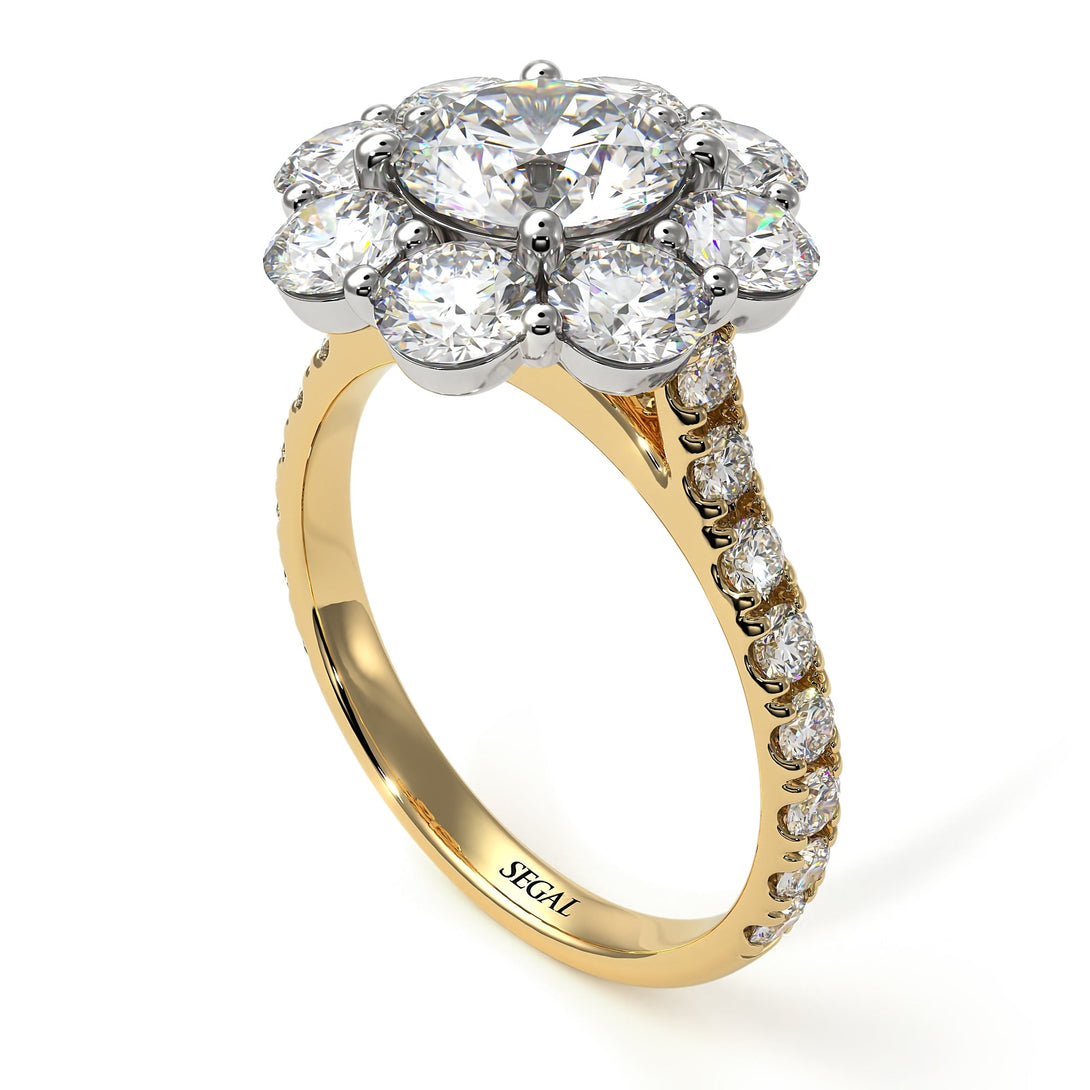 Two Tones Glamorous Diamond Halo Engagement Ring - Amaya No. 77