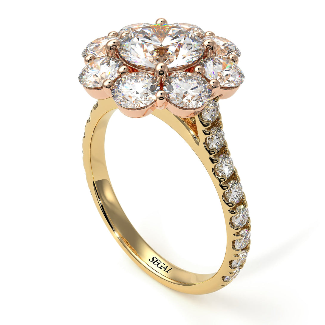 Two Tones Glamorous Diamond Halo Engagement Ring - Amaya No. 76