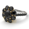 Two Tones Glamorous Black Diamond Halo Engagement Ring - Amaya No. 80