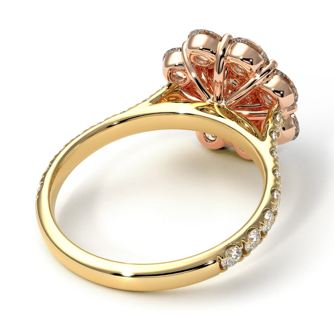 Two Tones Glamorous Diamond Halo Engagement Ring - Amaya No. 76