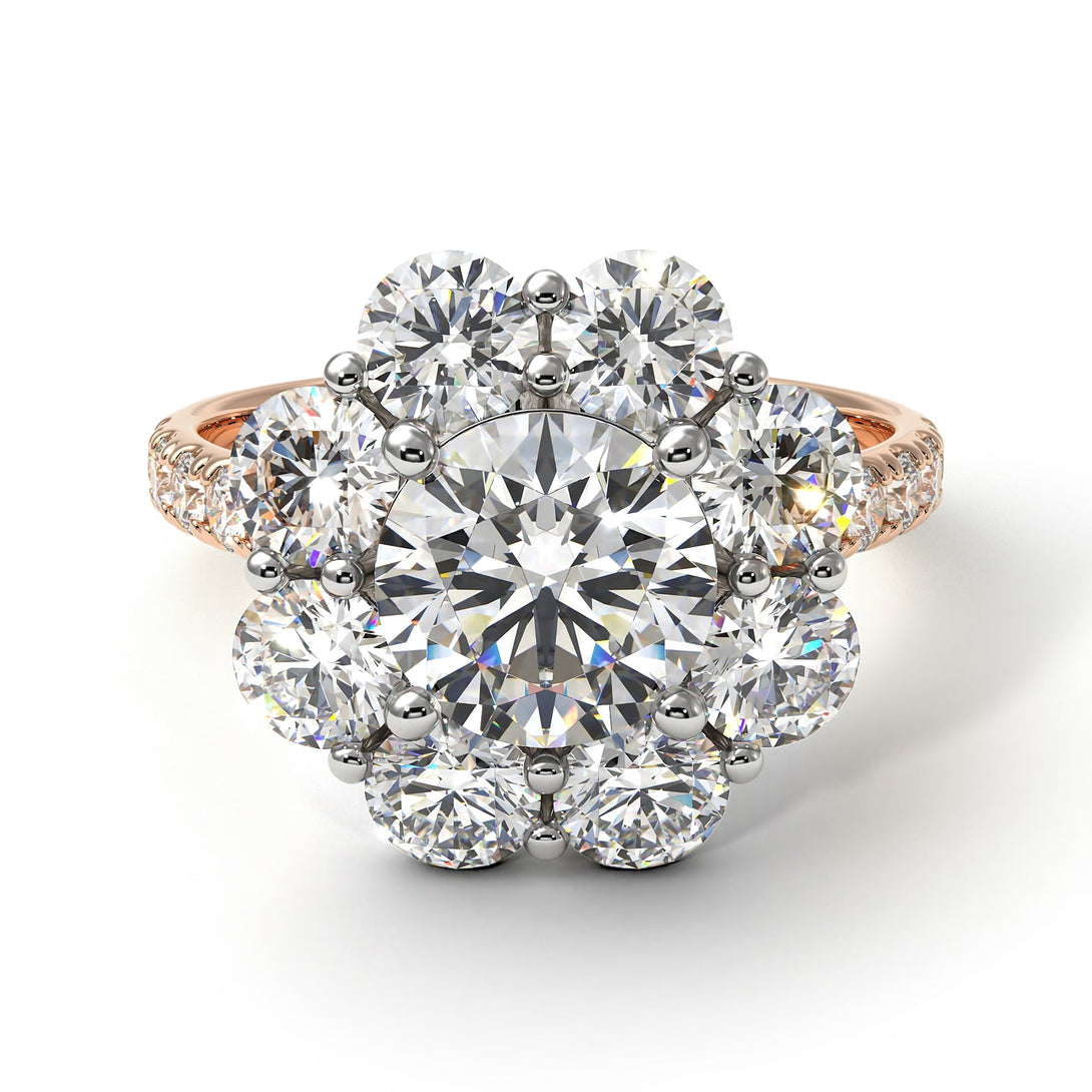 Two Tones Glamorous Diamond Halo Engagement Ring - Amaya No. 78