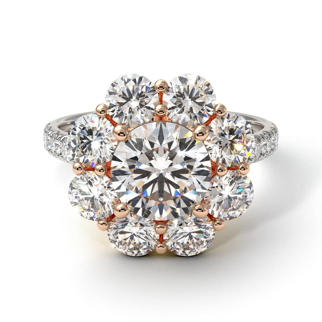 Two Tones Glamorous Diamond Halo Engagement Ring - Amaya No. 78