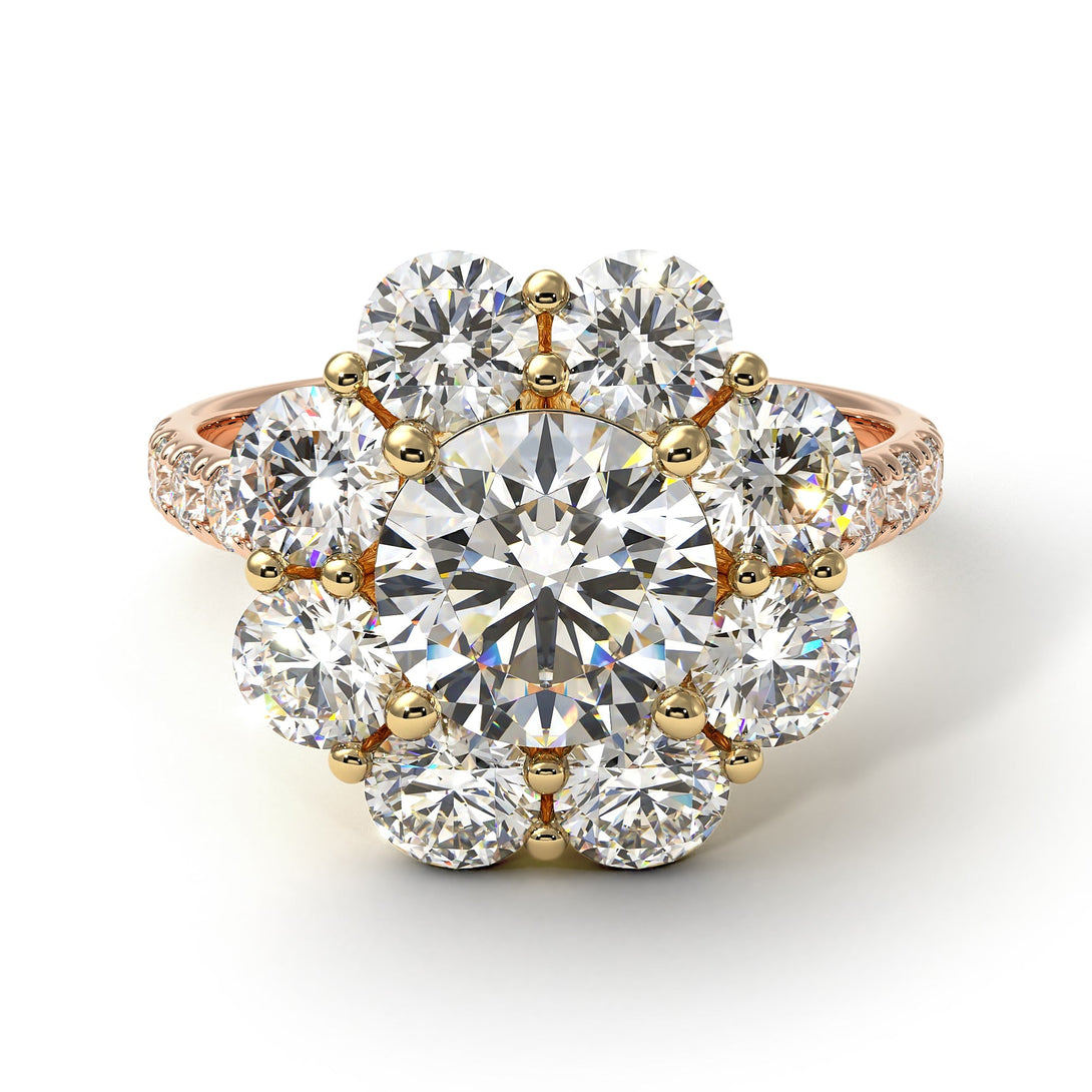 Two Tones Glamorous Diamond Halo Engagement Ring - Amaya No. 76