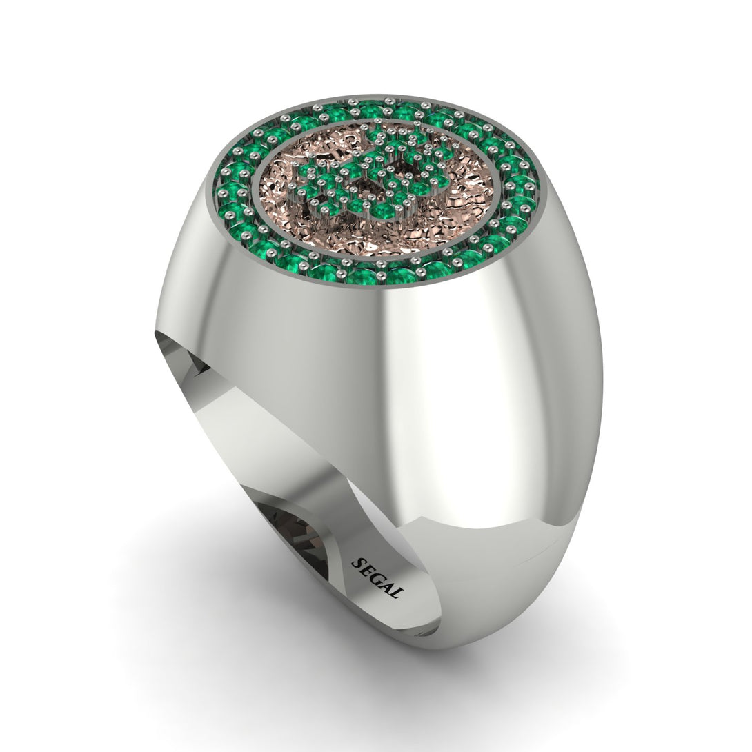 Glamorous Emerald Bitcoin Ring - Dominic No. 15