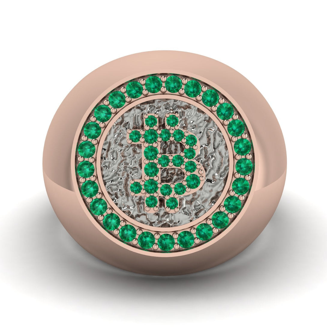 Glamorous Emerald Bitcoin Ring - Dominic No. 17