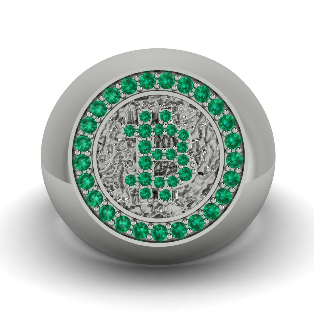 Glamorous Emerald Bitcoin Ring - Dominic No. 18