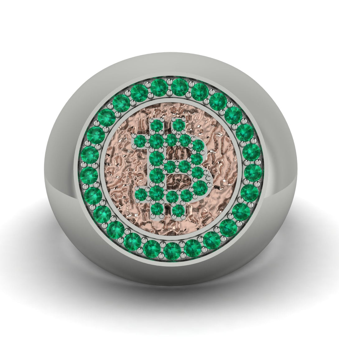 Glamorous Emerald Bitcoin Ring - Dominic No. 15