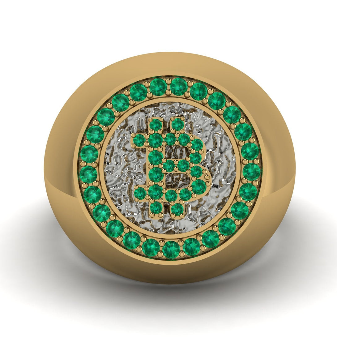 Glamorous Emerald Bitcoin Ring - Dominic No. 16