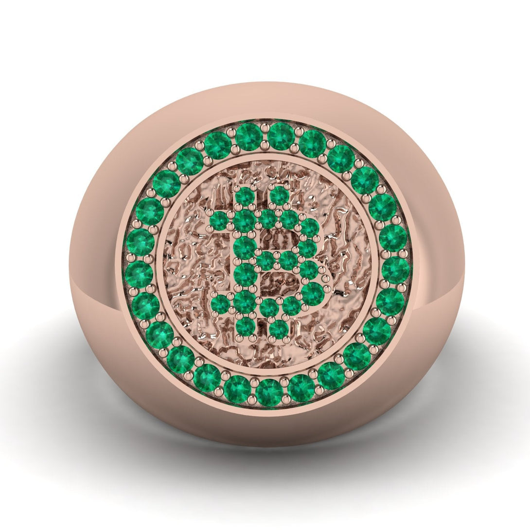 Glamorous Emerald Bitcoin Ring - Dominic No. 14
