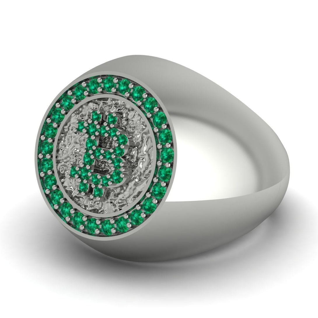 Glamorous Emerald Bitcoin Ring - Dominic No. 18
