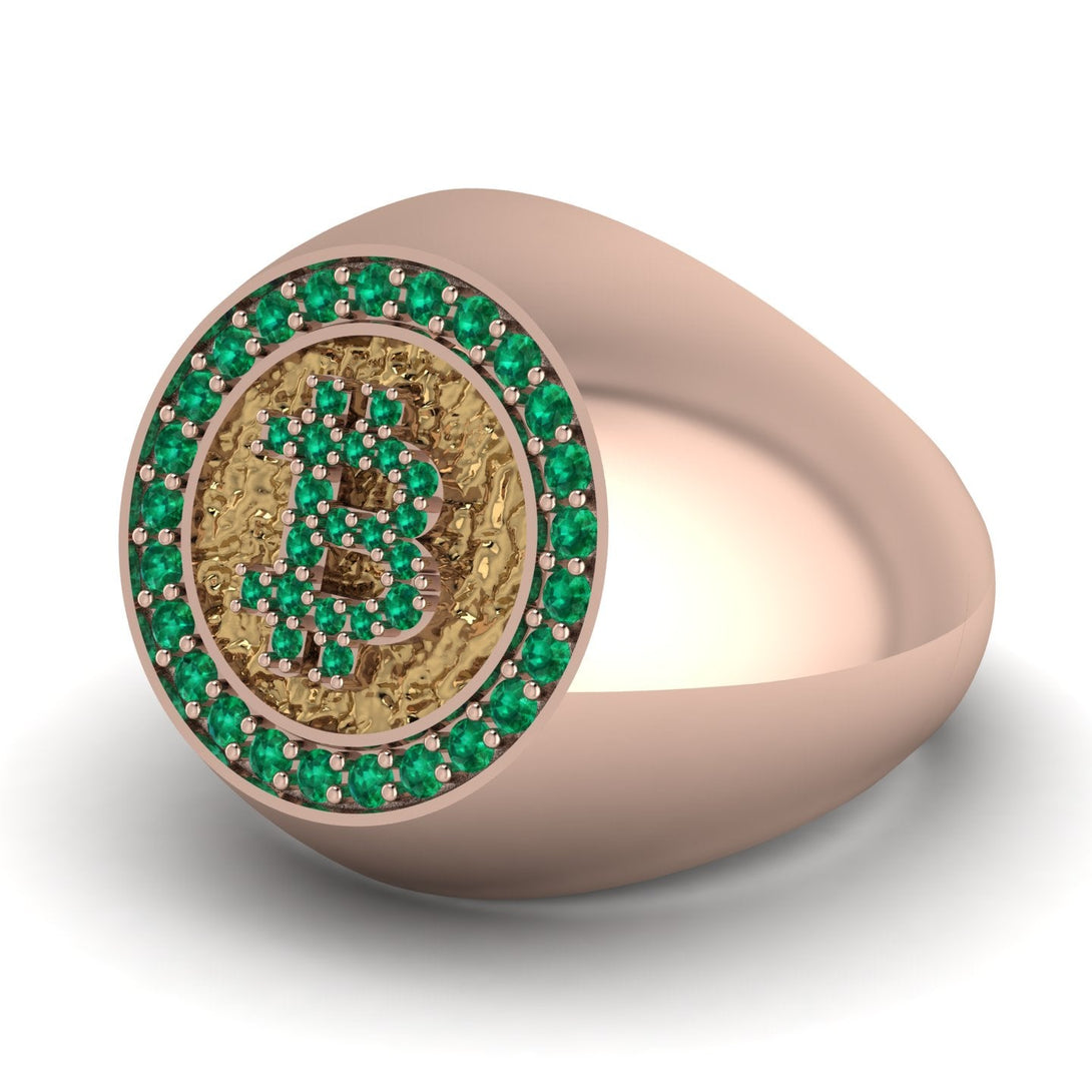 Glamorous Emerald Bitcoin Ring - Dominic No. 11