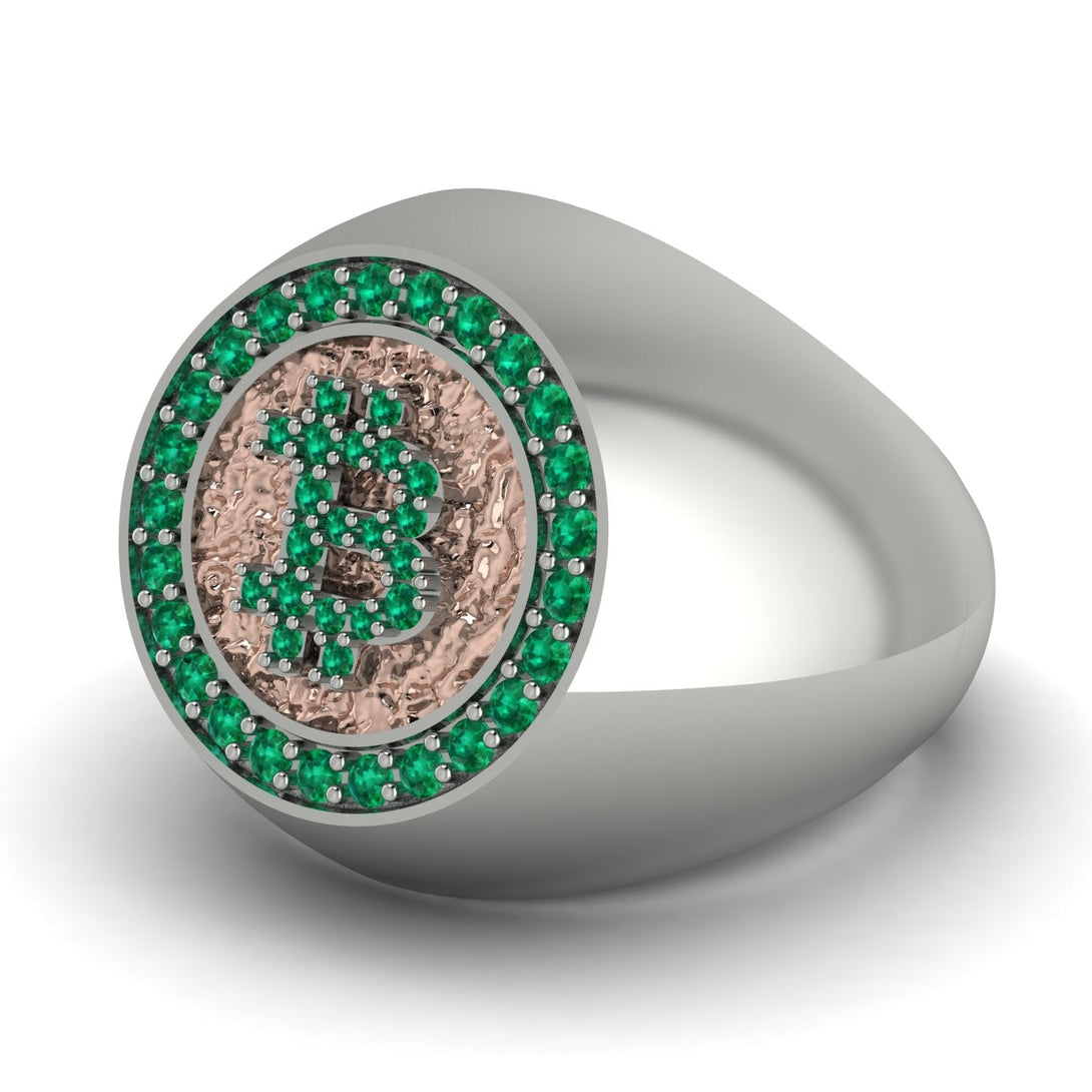 Glamorous Emerald Bitcoin Ring - Dominic No. 15