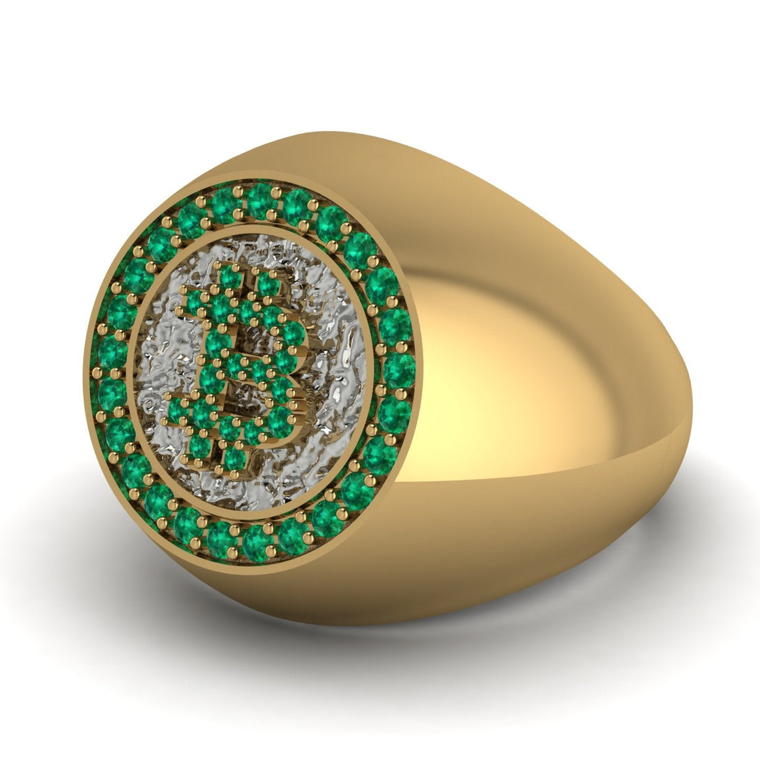 Glamorous Emerald Bitcoin Ring - Dominic No. 16