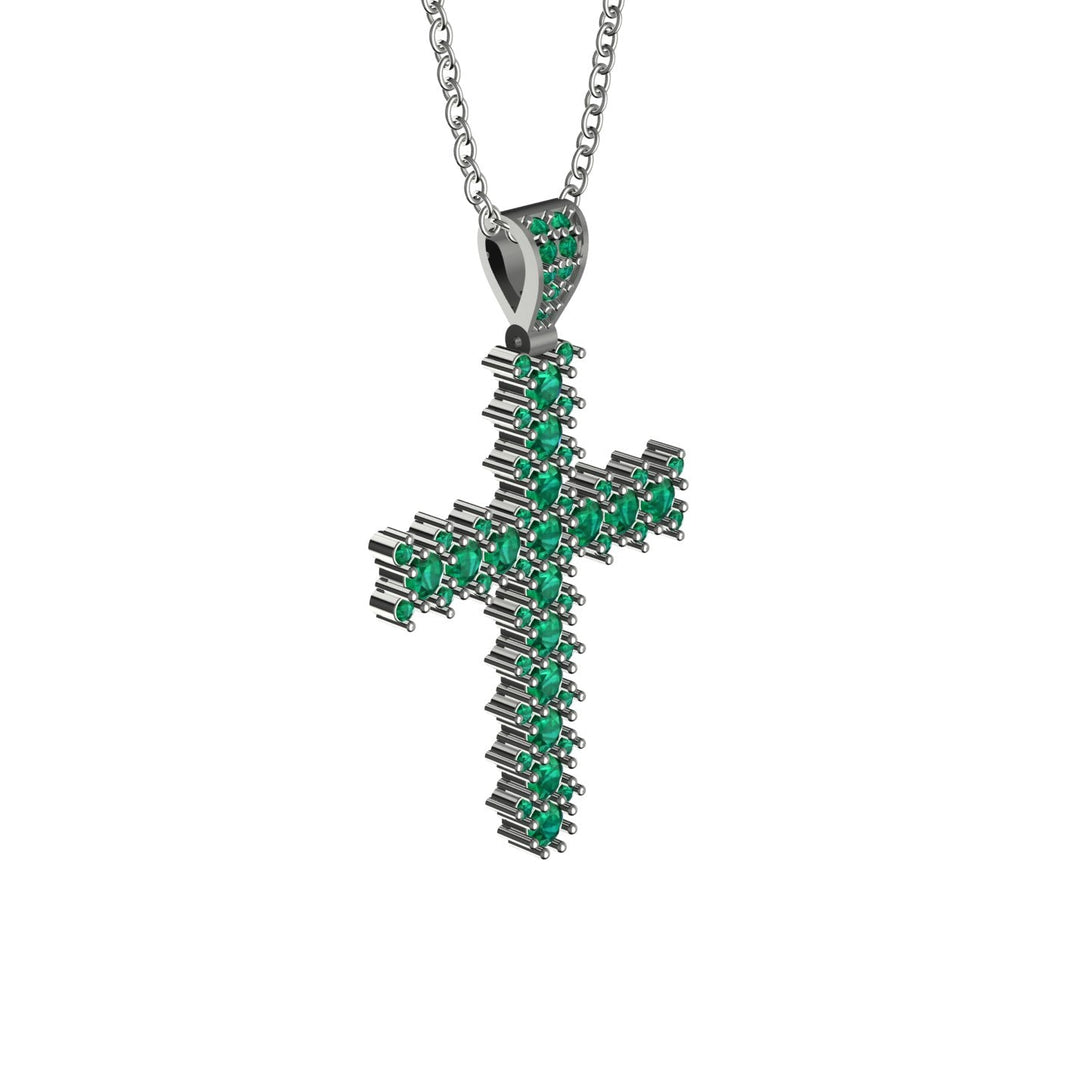 Glamorous Emerald Cross Pendant - Raymond No. 6