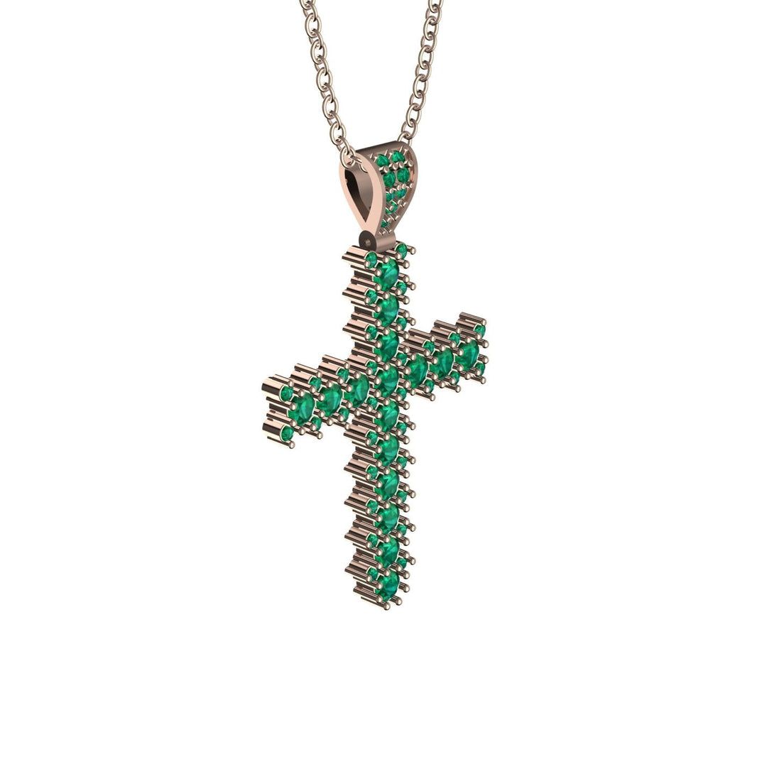 Glamorous Emerald Cross Pendant - Raymond No. 5