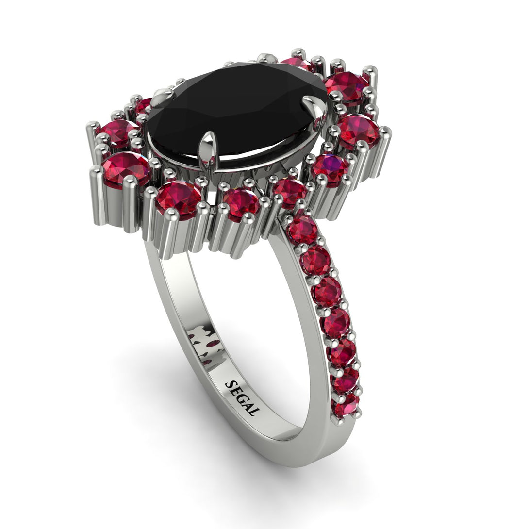 Glamorous Oval Black Diamond Ring - Emily No. 54