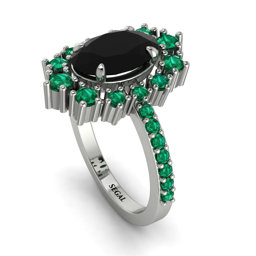 Glamorous Oval Black Diamond Ring - Emily No. 24