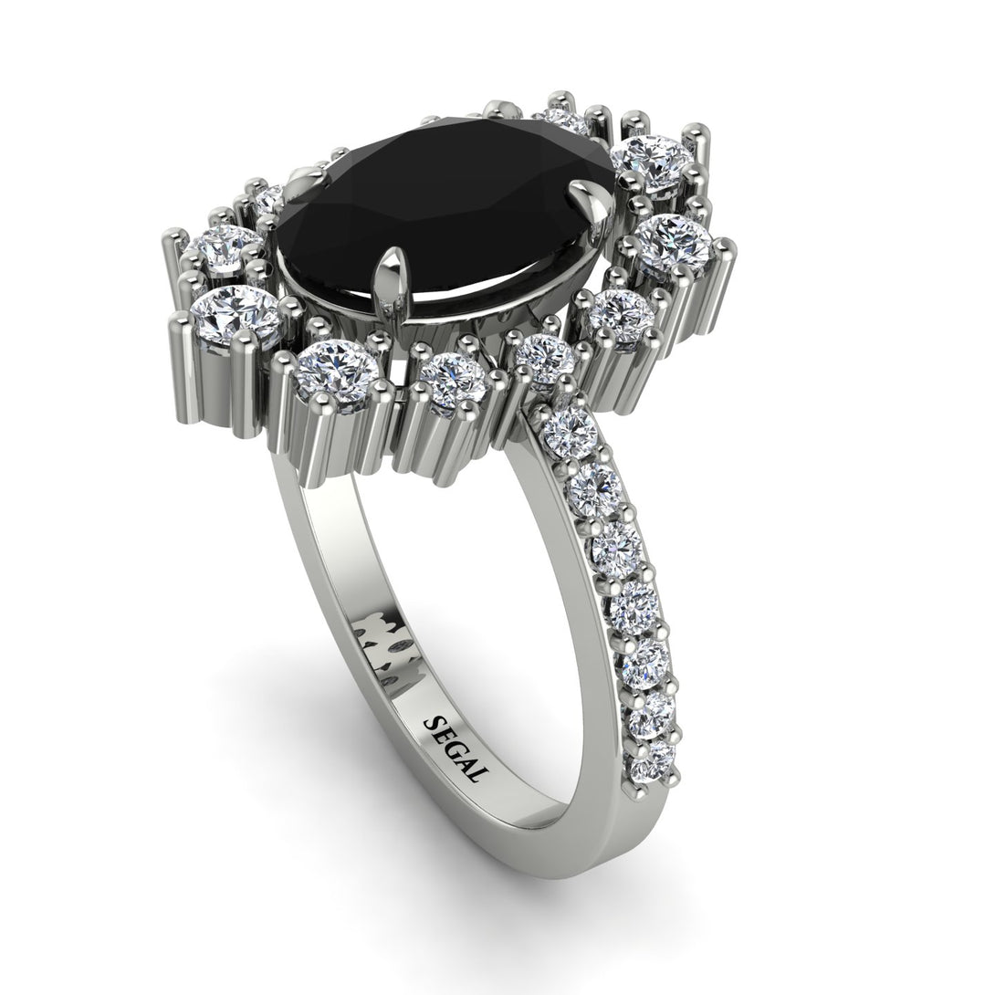 Glamorous Oval Black Diamond Ring - Emily No. 9