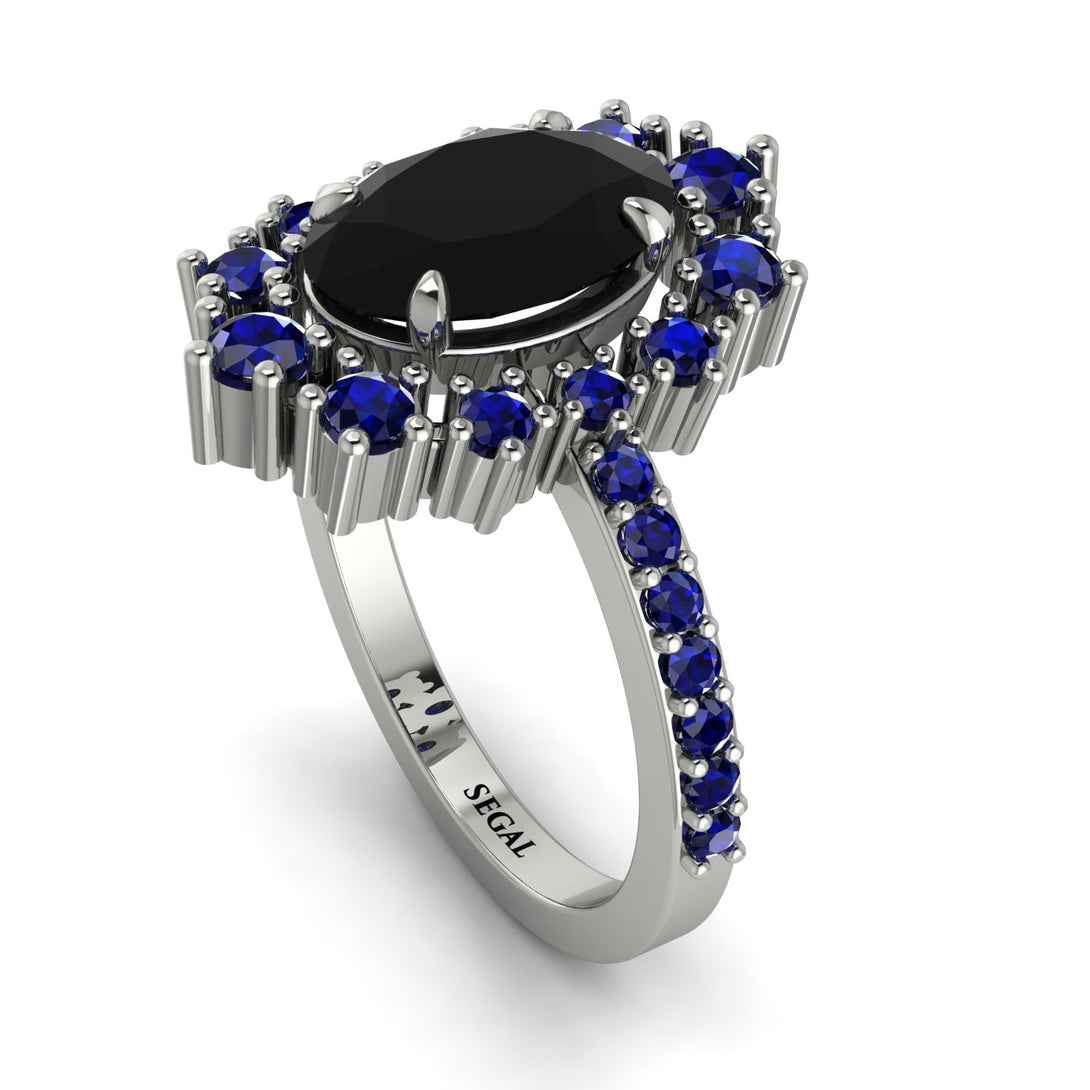Glamorous Oval Black Diamond Ring - Emily No. 69